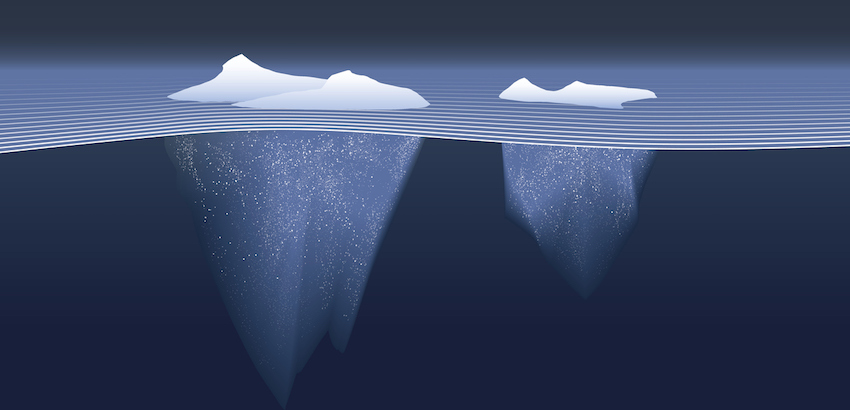 Illustration of two icebergs
